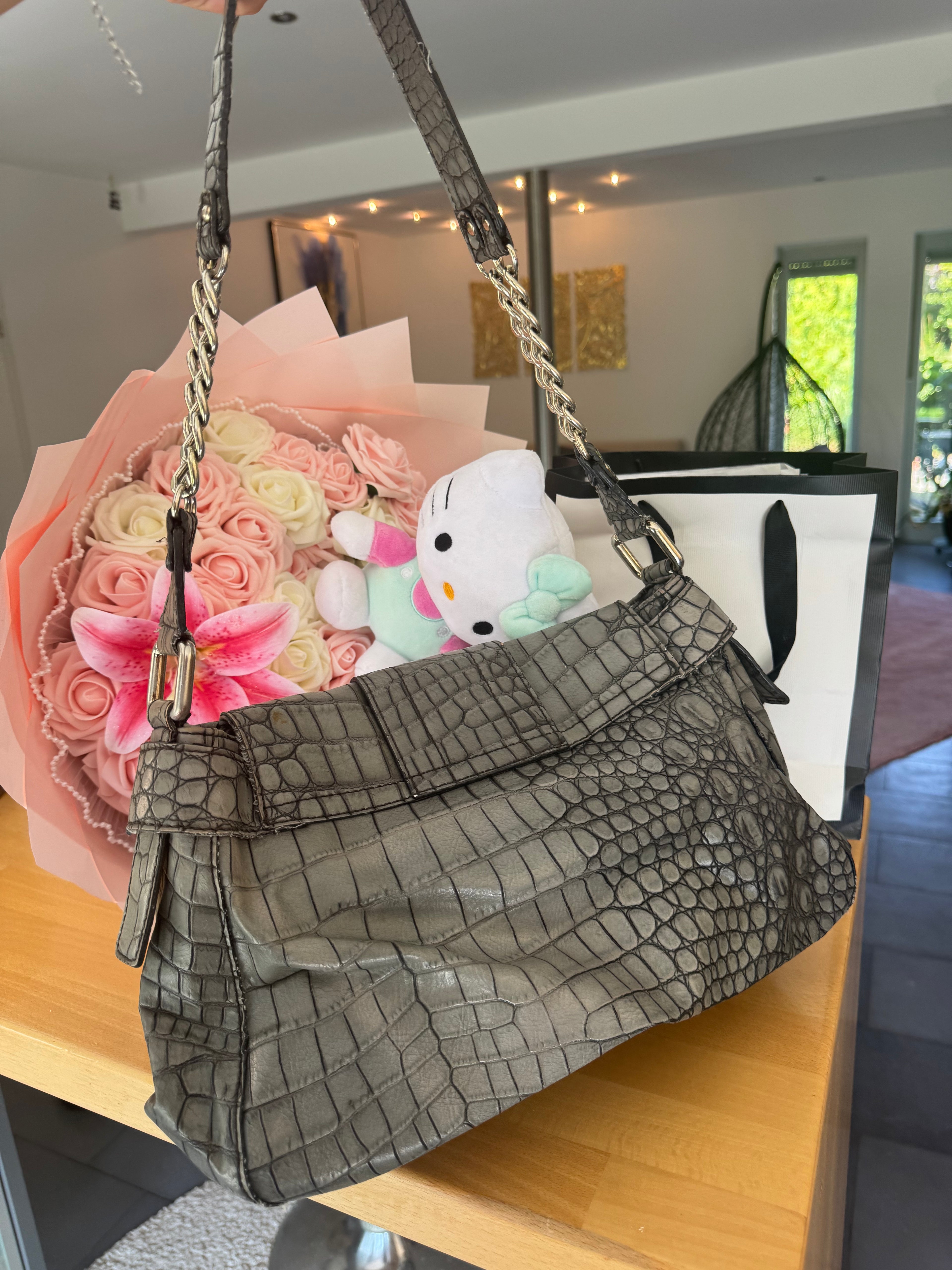 Vintage gray Croco Guess Tasche