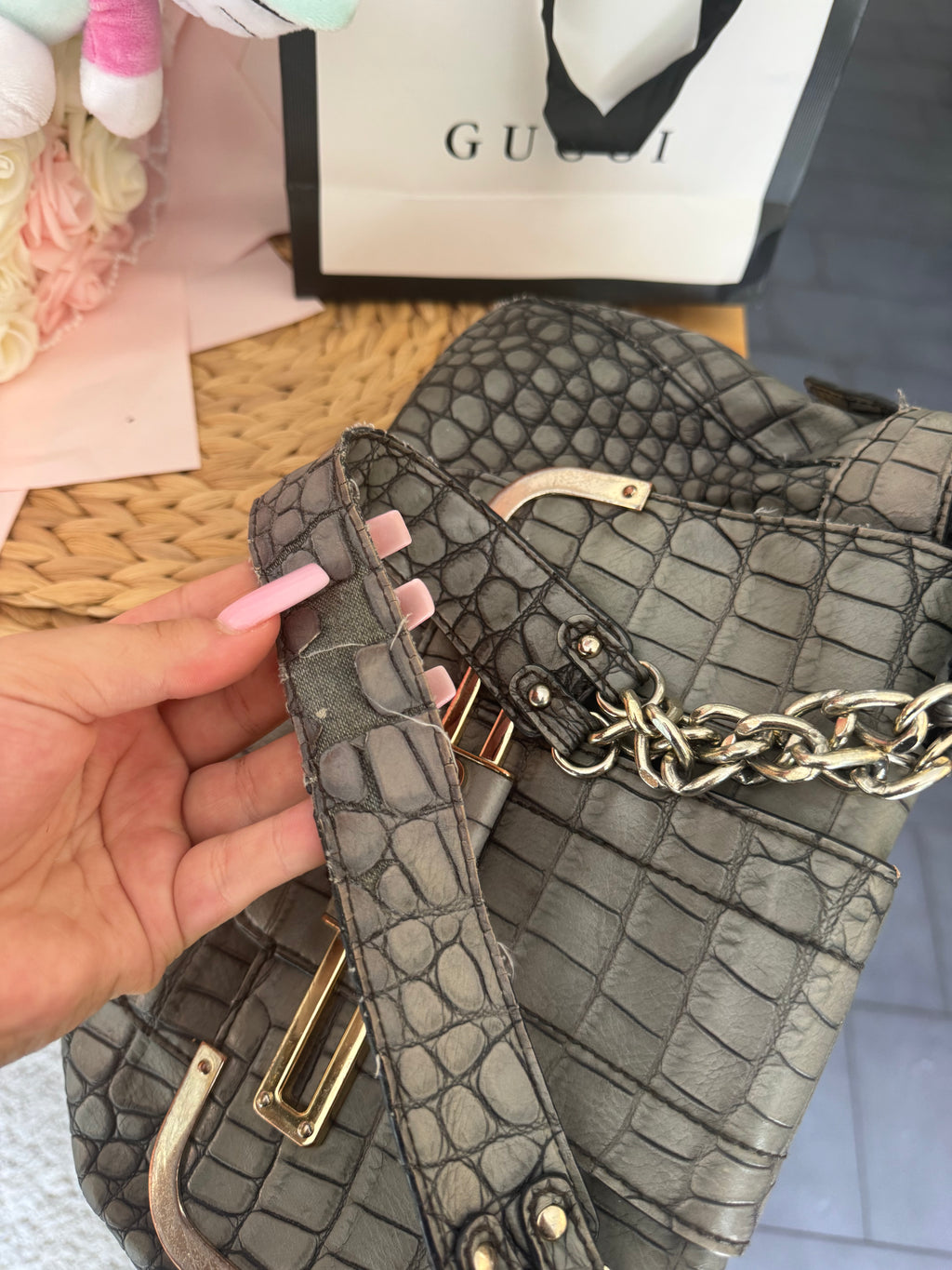 Vintage gray Croco Guess Tasche
