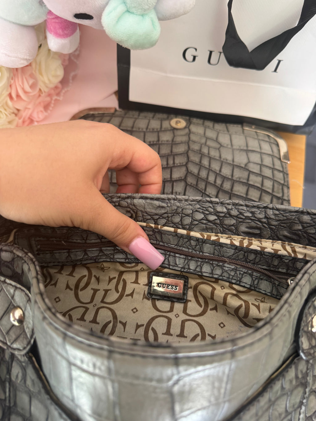 Vintage gray Croco Guess Tasche